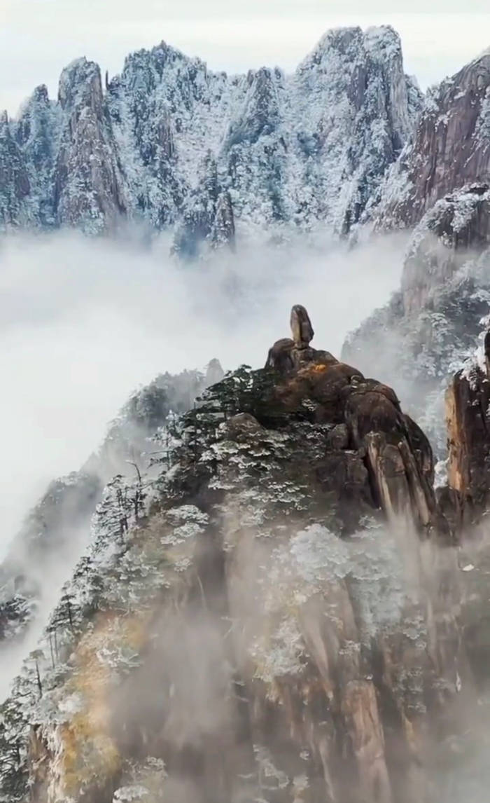 黄山猴子观海景点看雪景1