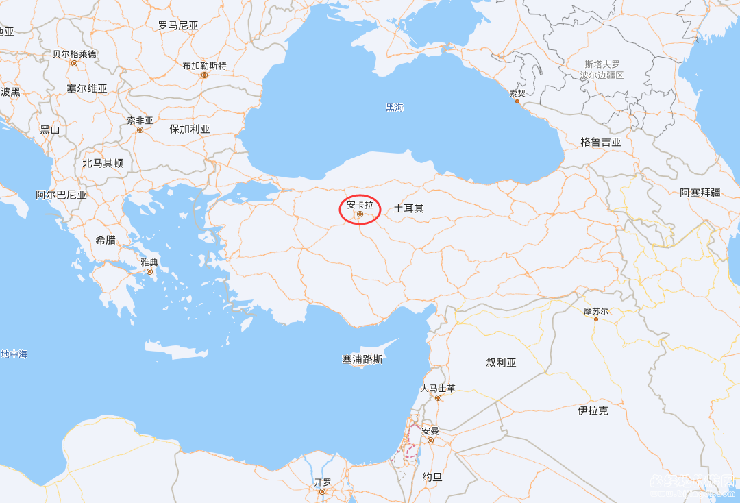 土耳其首都安卡拉的位置地图